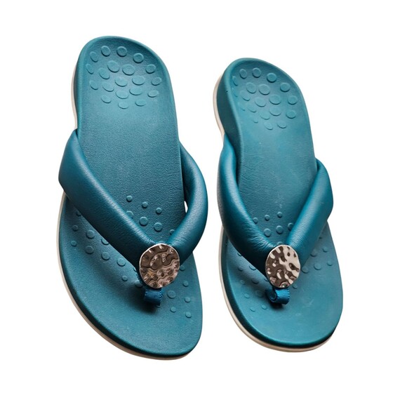 Vionic Womens 9 Lida Thong Post Sandal Arch Support Nile Blue Flip-flops - Picture 4 of 10